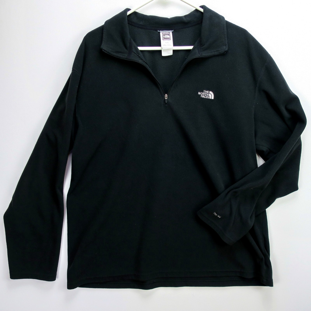 Mens XL Black Quarter Zip Fleece Pullover Lightweight | The North Face TKA 100